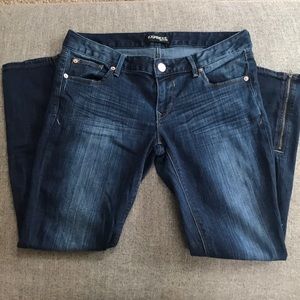 Ankle low rise jean leggings with zipper detail